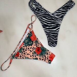 Floral and Zebra Print Bikini Bottoms